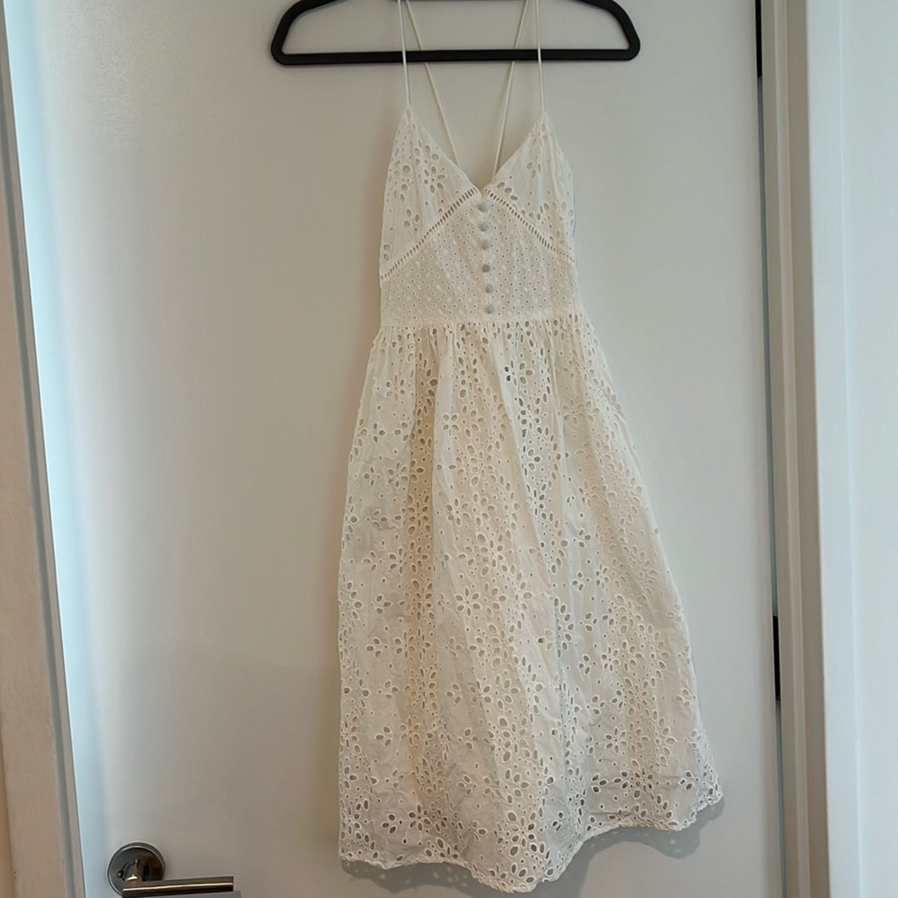 White eyelet midi dress